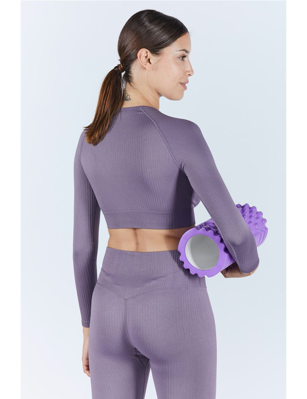 Haut De Sport Femme Manche Longue mauve vu de dos